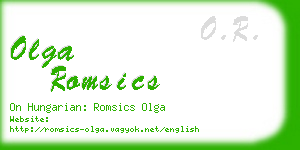 olga romsics business card